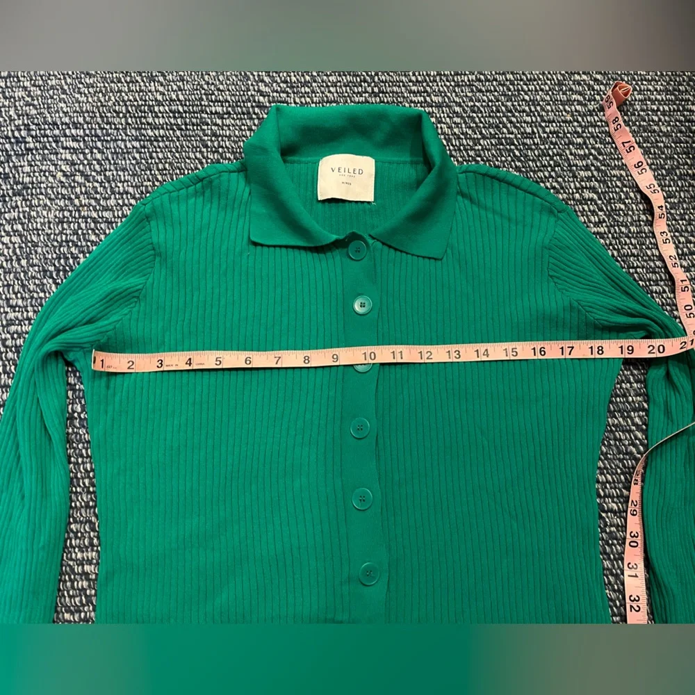 Green Button Down Ribbed Shirt - Picture 7 of 7